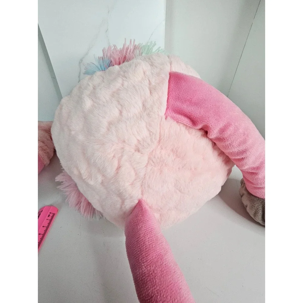 Hug Fun International Pink Flamingo Plush Rainbow Shaggy Wings 2018 Toy 24 inch